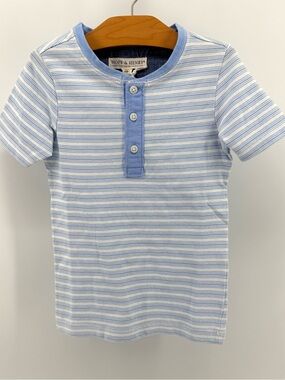 Hope & Henry Blue Striped Henley Tee for Boys